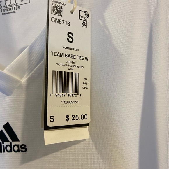 Adidas NWT Unisex Team Base Tee Team White Aeroready GN5716 Size Small - Picture 4 of 4